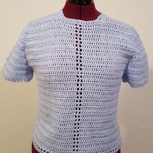 Handmade Light Blue Crochet Women's Top